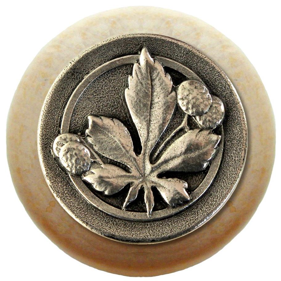Notting Hill NHW-743N-BP Horse Chestnut Wood Knob in Brilliant Pewter/Natural wood finish